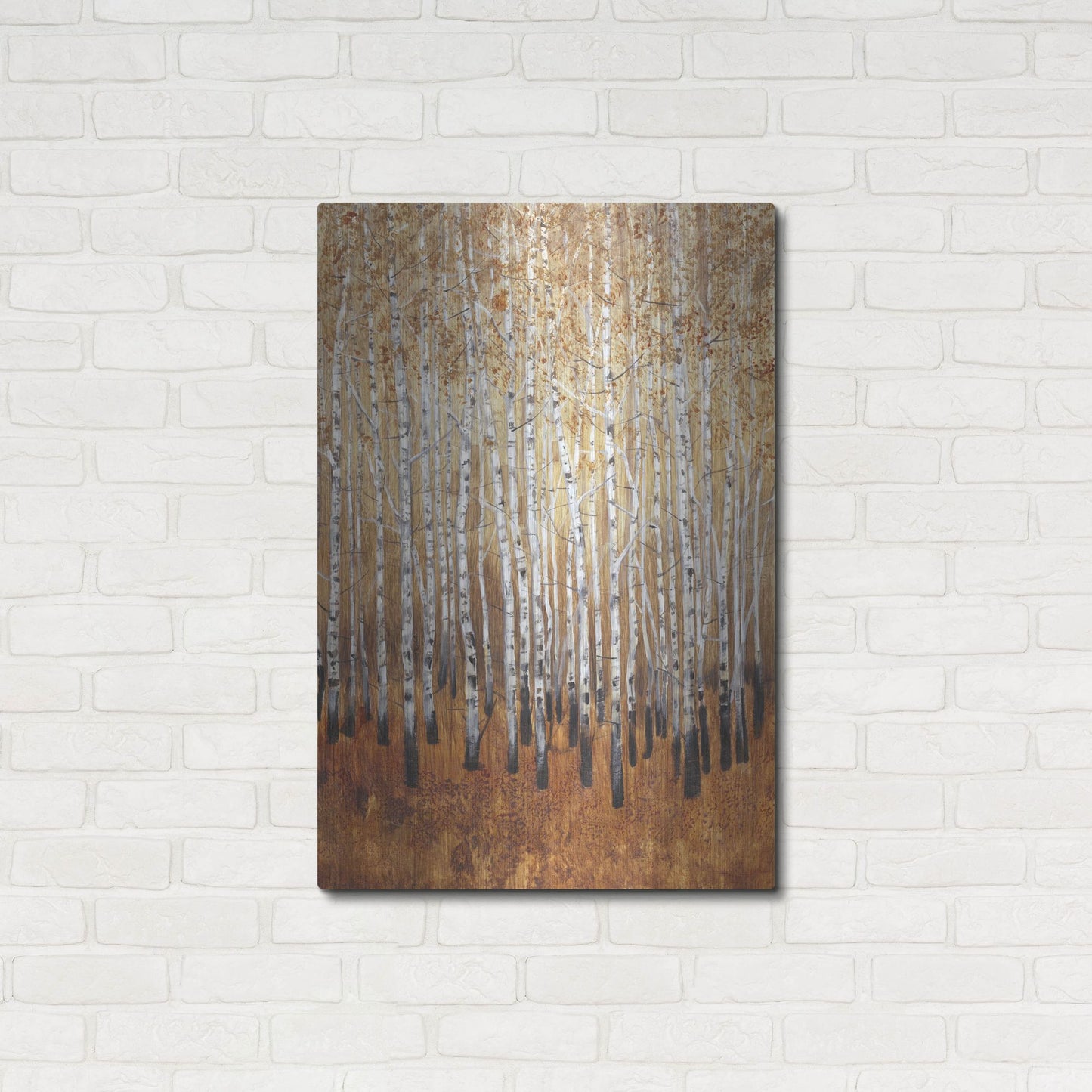 Luxe Metal Art 'Sienna Birches I' by Tim O'Toole, Metal Wall Art,24x36