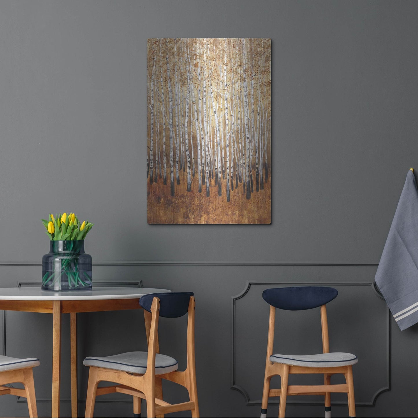 Luxe Metal Art 'Sienna Birches I' by Tim O'Toole, Metal Wall Art,24x36