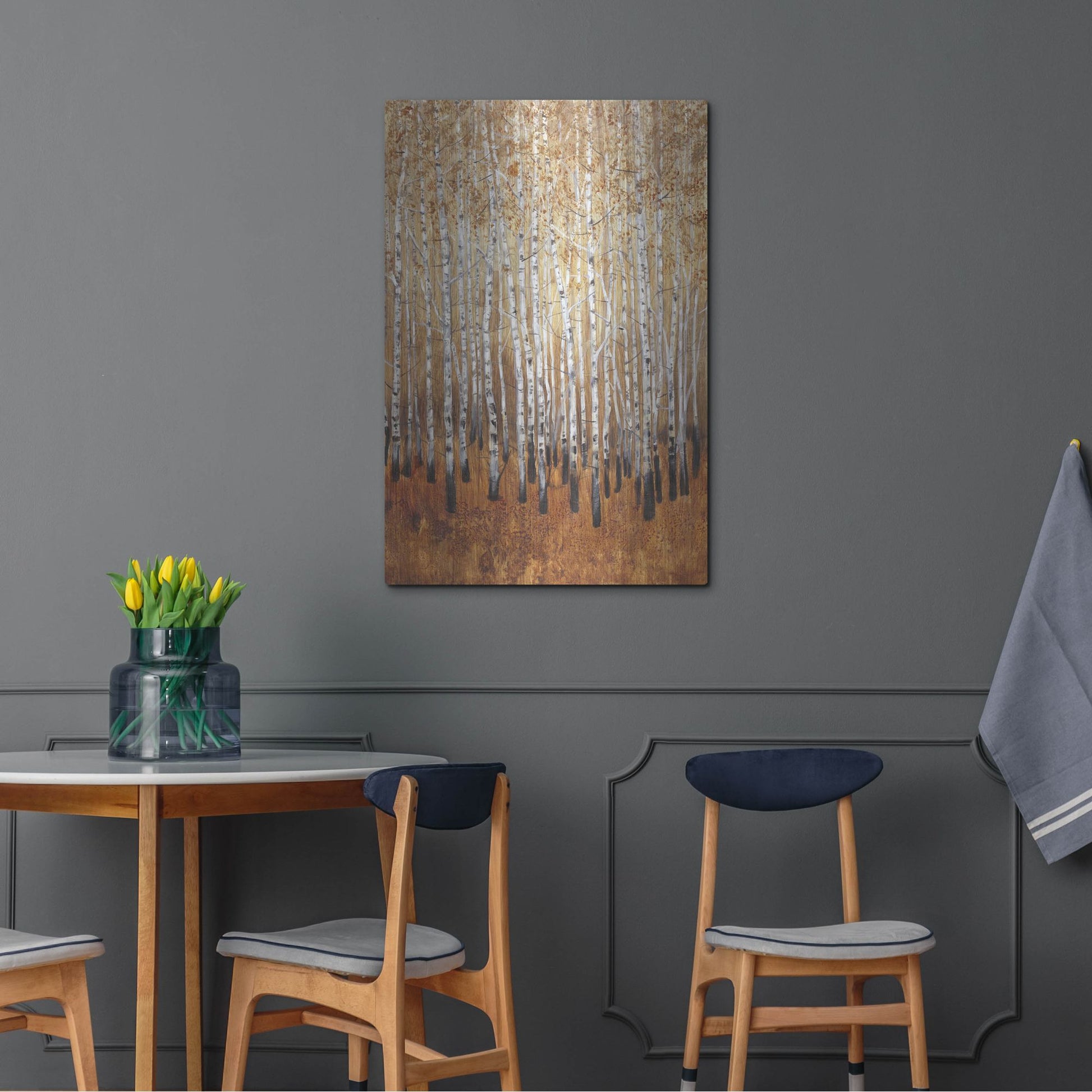 Luxe Metal Art 'Sienna Birches I' by Tim O'Toole, Metal Wall Art,24x36