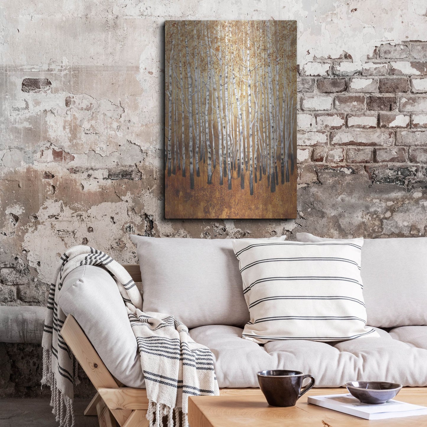 Luxe Metal Art 'Sienna Birches I' by Tim O'Toole, Metal Wall Art,24x36