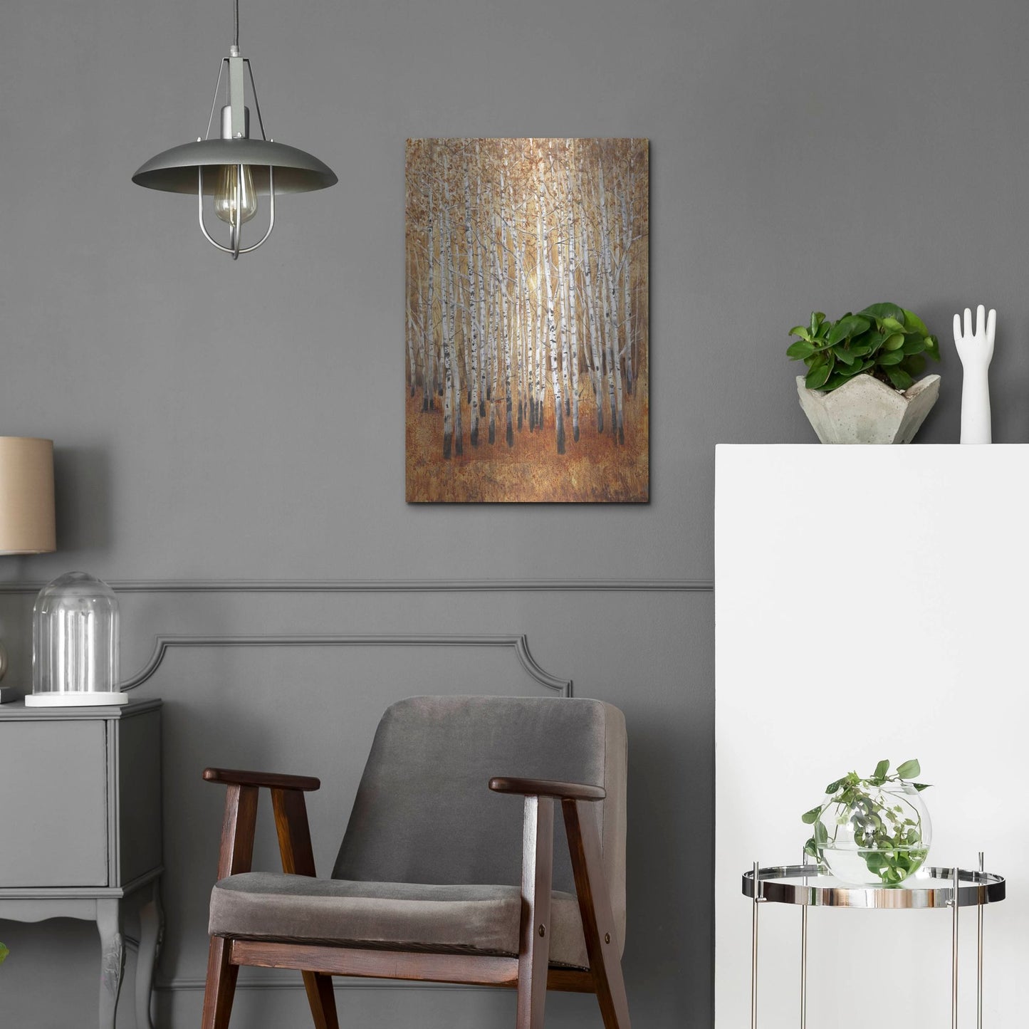 Luxe Metal Art 'Sienna Birches II' by Tim O'Toole, Metal Wall Art,16x24
