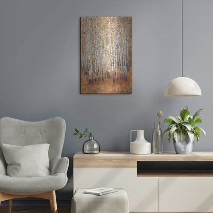 Luxe Metal Art 'Sienna Birches II' by Tim O'Toole, Metal Wall Art,16x24
