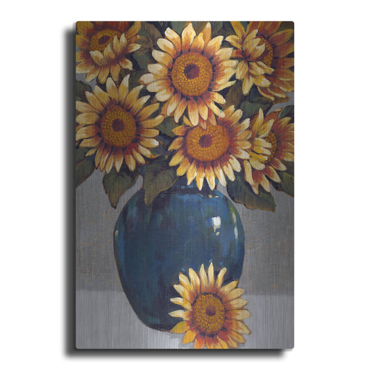 Luxe Metal Art 'Vase of Sunflowers I' by Tim O'Toole, Metal Wall Art
