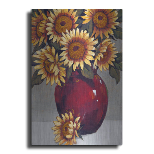 Luxe Metal Art 'Vase of Sunflowers II' by Tim O'Toole, Metal Wall Art
