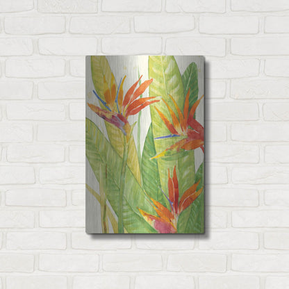 Luxe Metal Art 'Watercolor Tropical Flowers III' by Tim O'Toole, Metal Wall Art,16x24