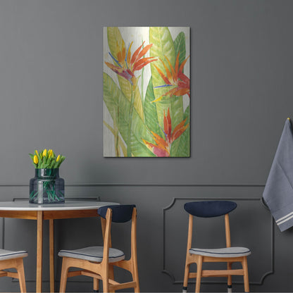 Luxe Metal Art 'Watercolor Tropical Flowers III' by Tim O'Toole, Metal Wall Art,24x36