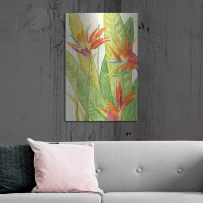 Luxe Metal Art 'Watercolor Tropical Flowers III' by Tim O'Toole, Metal Wall Art,24x36