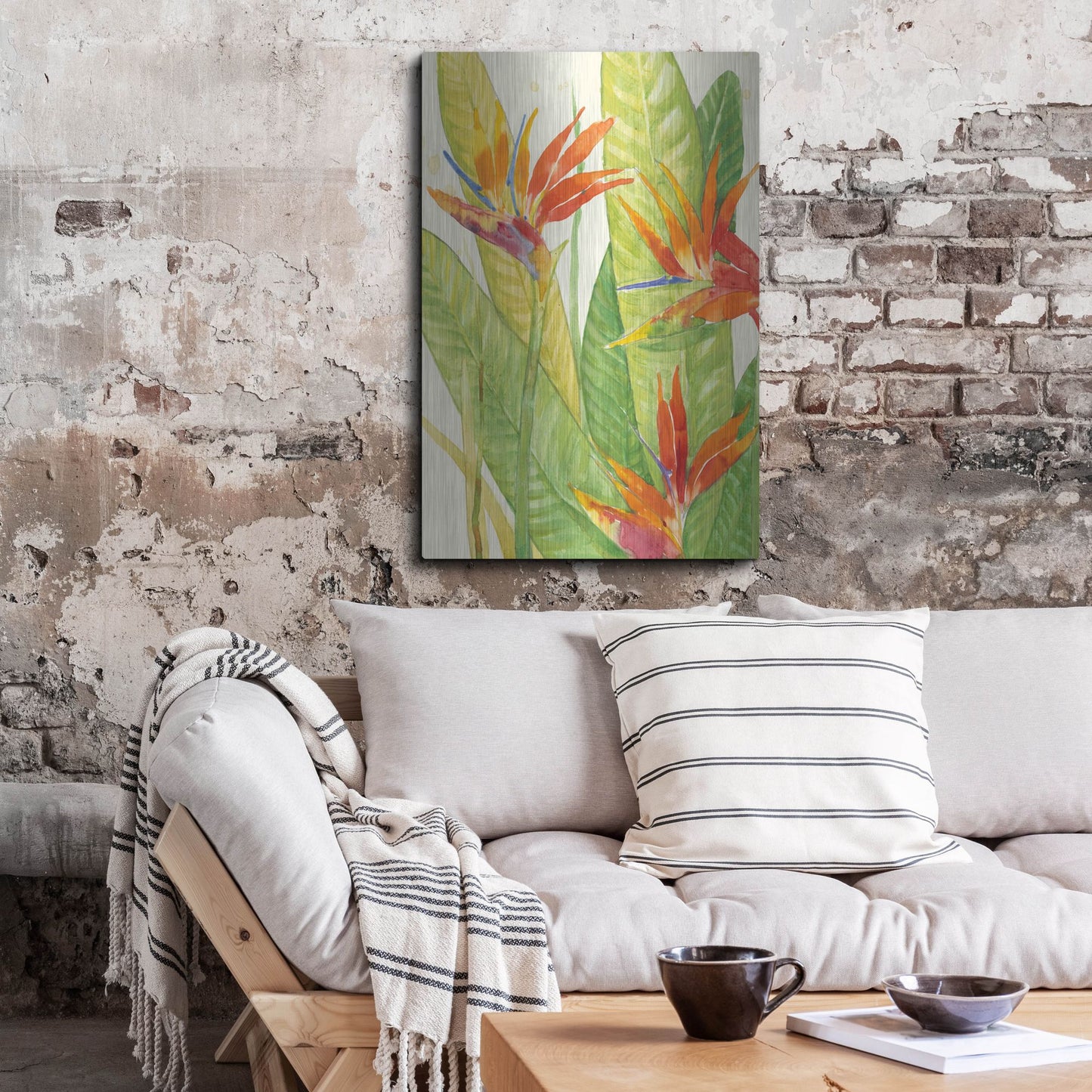Luxe Metal Art 'Watercolor Tropical Flowers III' by Tim O'Toole, Metal Wall Art,24x36