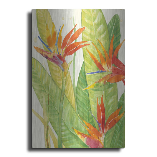 Luxe Metal Art 'Watercolor Tropical Flowers III' by Tim O'Toole, Metal Wall Art