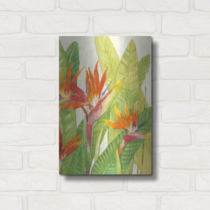 Luxe Metal Art 'Watercolor Tropical Flowers IV' by Tim O'Toole, Metal Wall Art,12x16