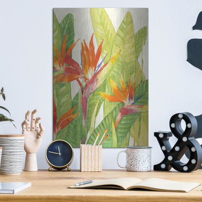 Luxe Metal Art 'Watercolor Tropical Flowers IV' by Tim O'Toole, Metal Wall Art,12x16