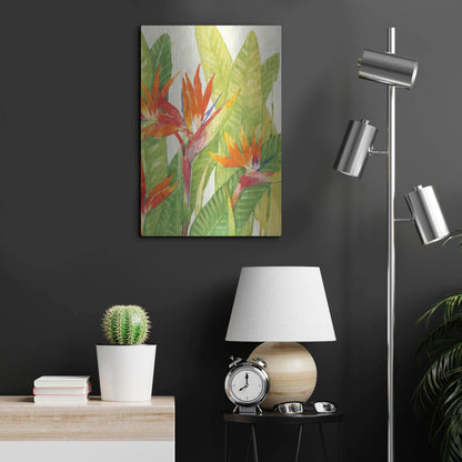 Luxe Metal Art 'Watercolor Tropical Flowers IV' by Tim O'Toole, Metal Wall Art,16x24