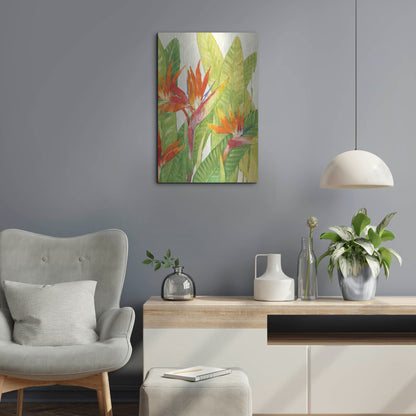 Luxe Metal Art 'Watercolor Tropical Flowers IV' by Tim O'Toole, Metal Wall Art,16x24