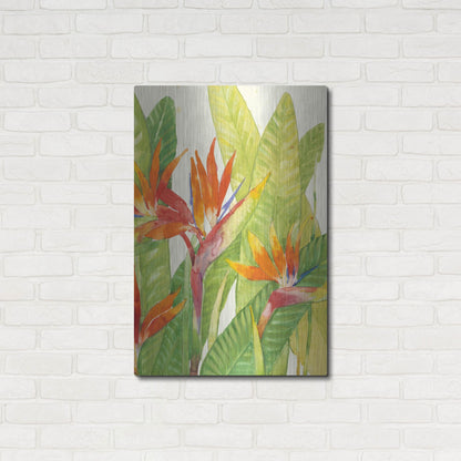 Luxe Metal Art 'Watercolor Tropical Flowers IV' by Tim O'Toole, Metal Wall Art,24x36