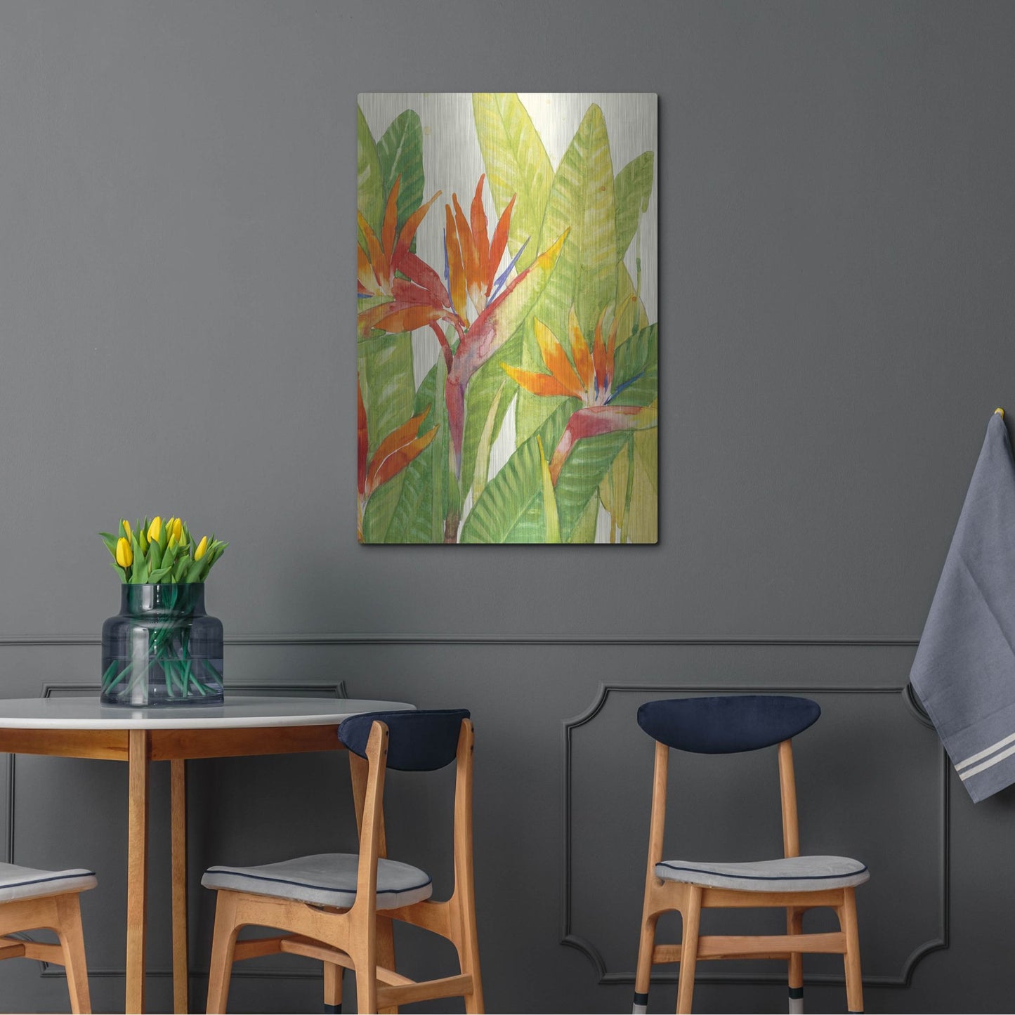 Luxe Metal Art 'Watercolor Tropical Flowers IV' by Tim O'Toole, Metal Wall Art,24x36