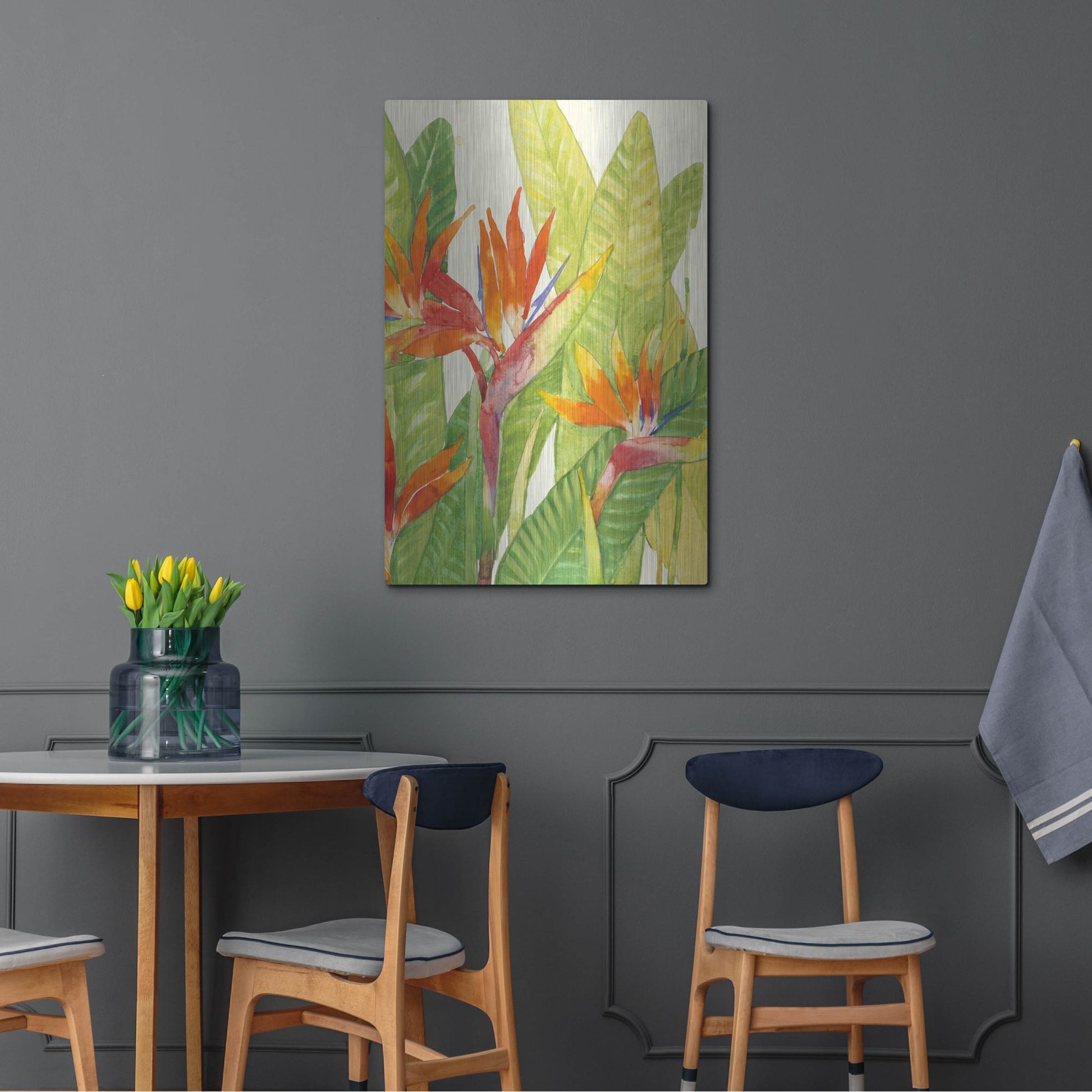 Luxe Metal Art 'Watercolor Tropical Flowers IV' by Tim O'Toole, Metal Wall Art,24x36