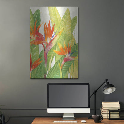 Luxe Metal Art 'Watercolor Tropical Flowers IV' by Tim O'Toole, Metal Wall Art,24x36