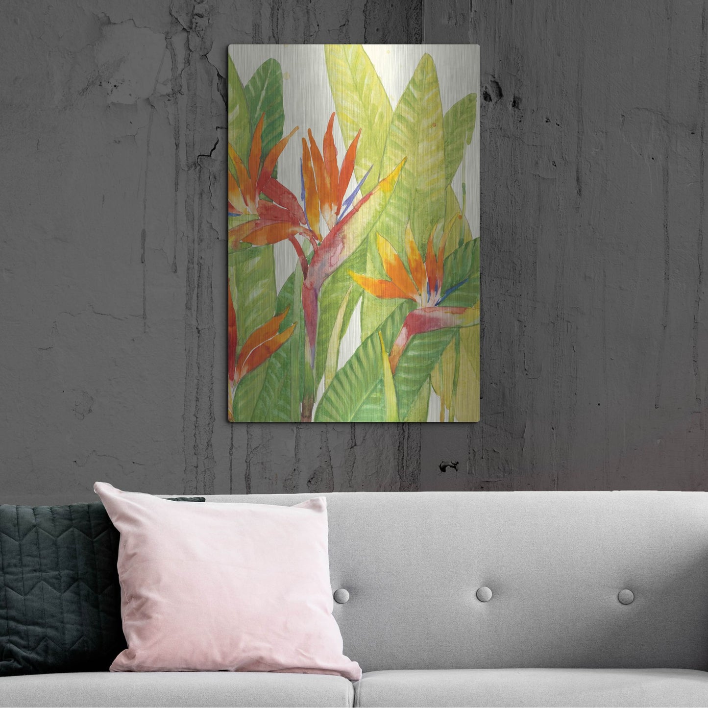 Luxe Metal Art 'Watercolor Tropical Flowers IV' by Tim O'Toole, Metal Wall Art,24x36