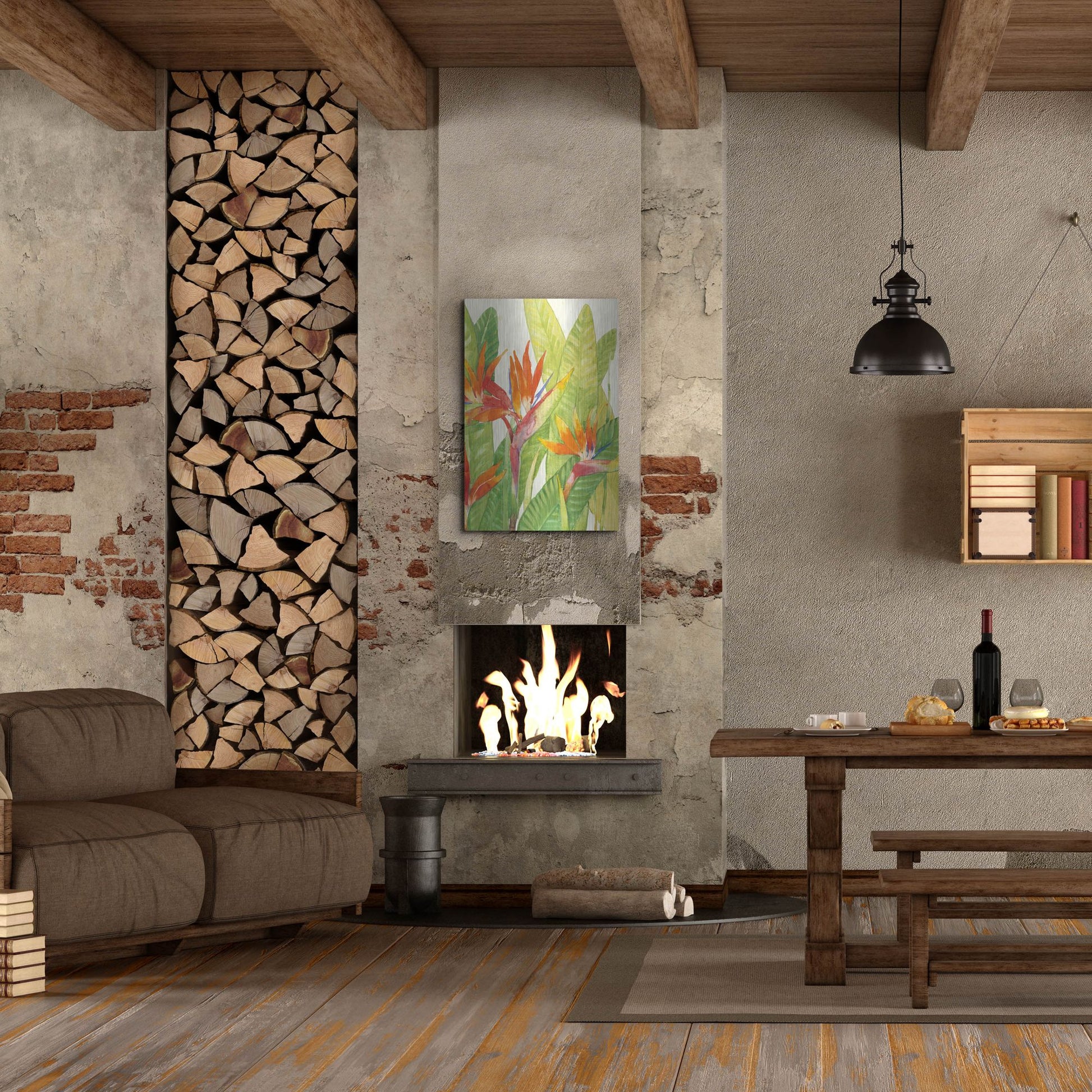 Luxe Metal Art 'Watercolor Tropical Flowers IV' by Tim O'Toole, Metal Wall Art,24x36