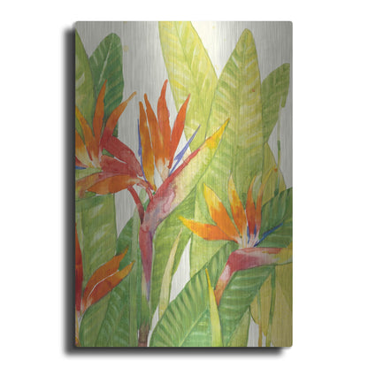 Luxe Metal Art 'Watercolor Tropical Flowers IV' by Tim O'Toole, Metal Wall Art