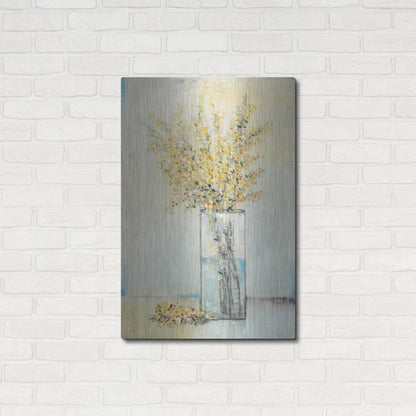 Luxe Metal Art 'Yellow Spray in Vase I' by Tim O'Toole, Metal Wall Art,24x36