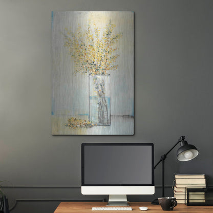 Luxe Metal Art 'Yellow Spray in Vase I' by Tim O'Toole, Metal Wall Art,24x36