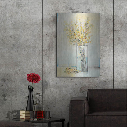 Luxe Metal Art 'Yellow Spray in Vase I' by Tim O'Toole, Metal Wall Art,24x36