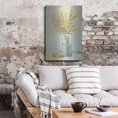 Luxe Metal Art 'Yellow Spray in Vase I' by Tim O'Toole, Metal Wall Art,24x36