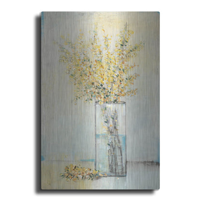 Luxe Metal Art 'Yellow Spray in Vase I' by Tim O'Toole, Metal Wall Art