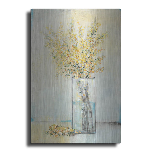 Luxe Metal Art 'Yellow Spray in Vase I' by Tim O'Toole, Metal Wall Art