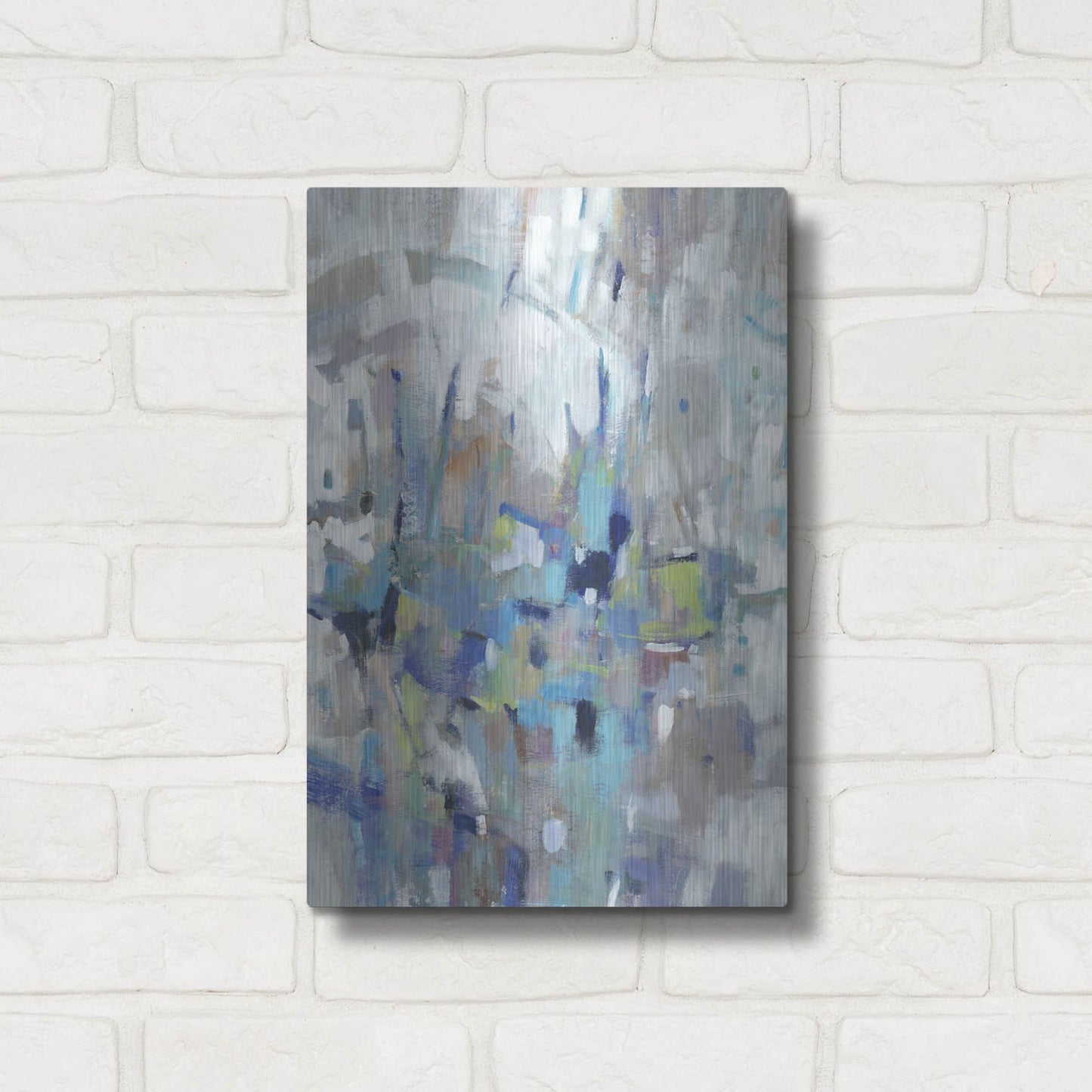 Luxe Metal Art 'Edgy Blues I' by Tim O'Toole, Metal Wall Art,12x16