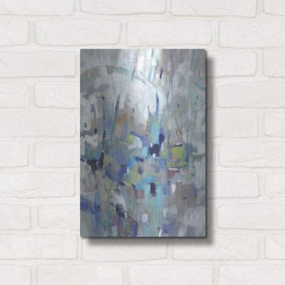 Luxe Metal Art 'Edgy Blues I' by Tim O'Toole, Metal Wall Art,12x16