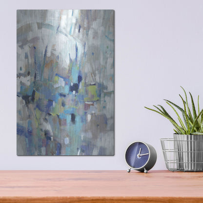 Luxe Metal Art 'Edgy Blues I' by Tim O'Toole, Metal Wall Art,12x16