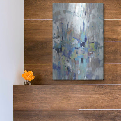 Luxe Metal Art 'Edgy Blues I' by Tim O'Toole, Metal Wall Art,12x16