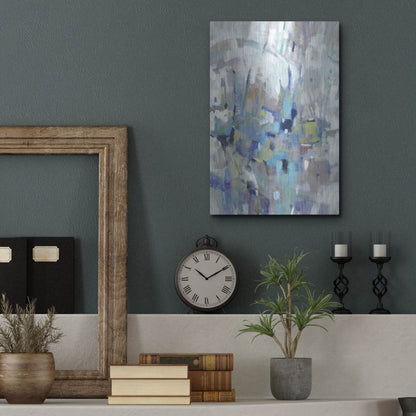 Luxe Metal Art 'Edgy Blues I' by Tim O'Toole, Metal Wall Art,12x16