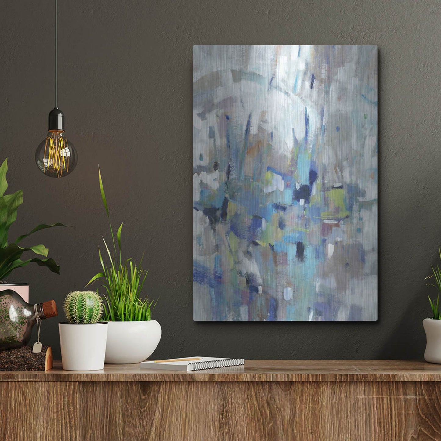 Luxe Metal Art 'Edgy Blues I' by Tim O'Toole, Metal Wall Art,12x16