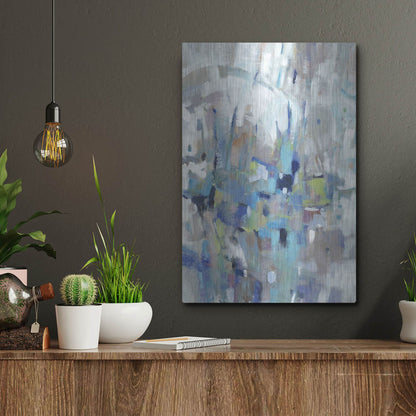 Luxe Metal Art 'Edgy Blues I' by Tim O'Toole, Metal Wall Art,12x16