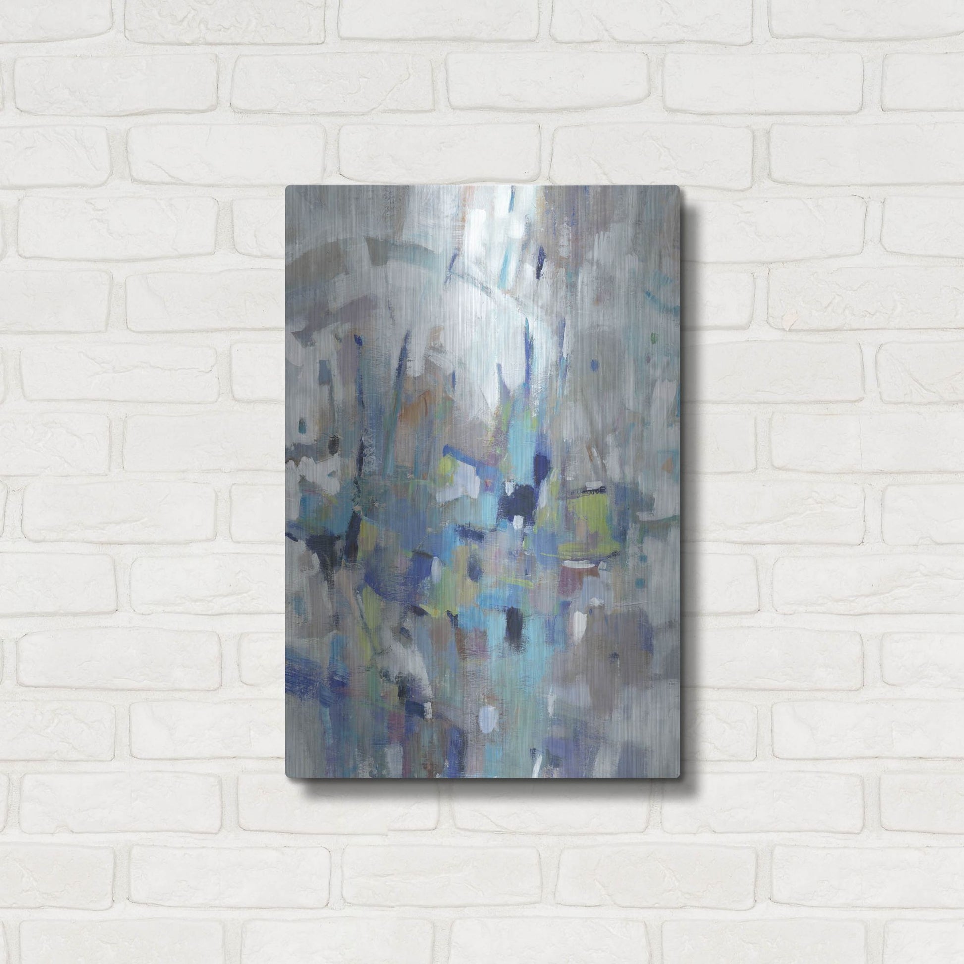 Luxe Metal Art 'Edgy Blues I' by Tim O'Toole, Metal Wall Art,16x24