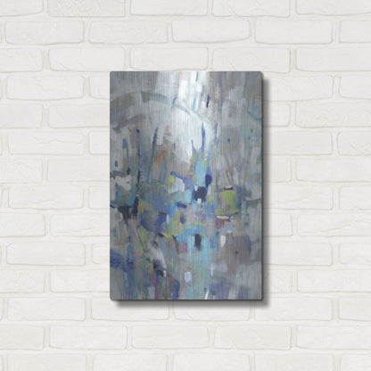 Luxe Metal Art 'Edgy Blues I' by Tim O'Toole, Metal Wall Art,16x24