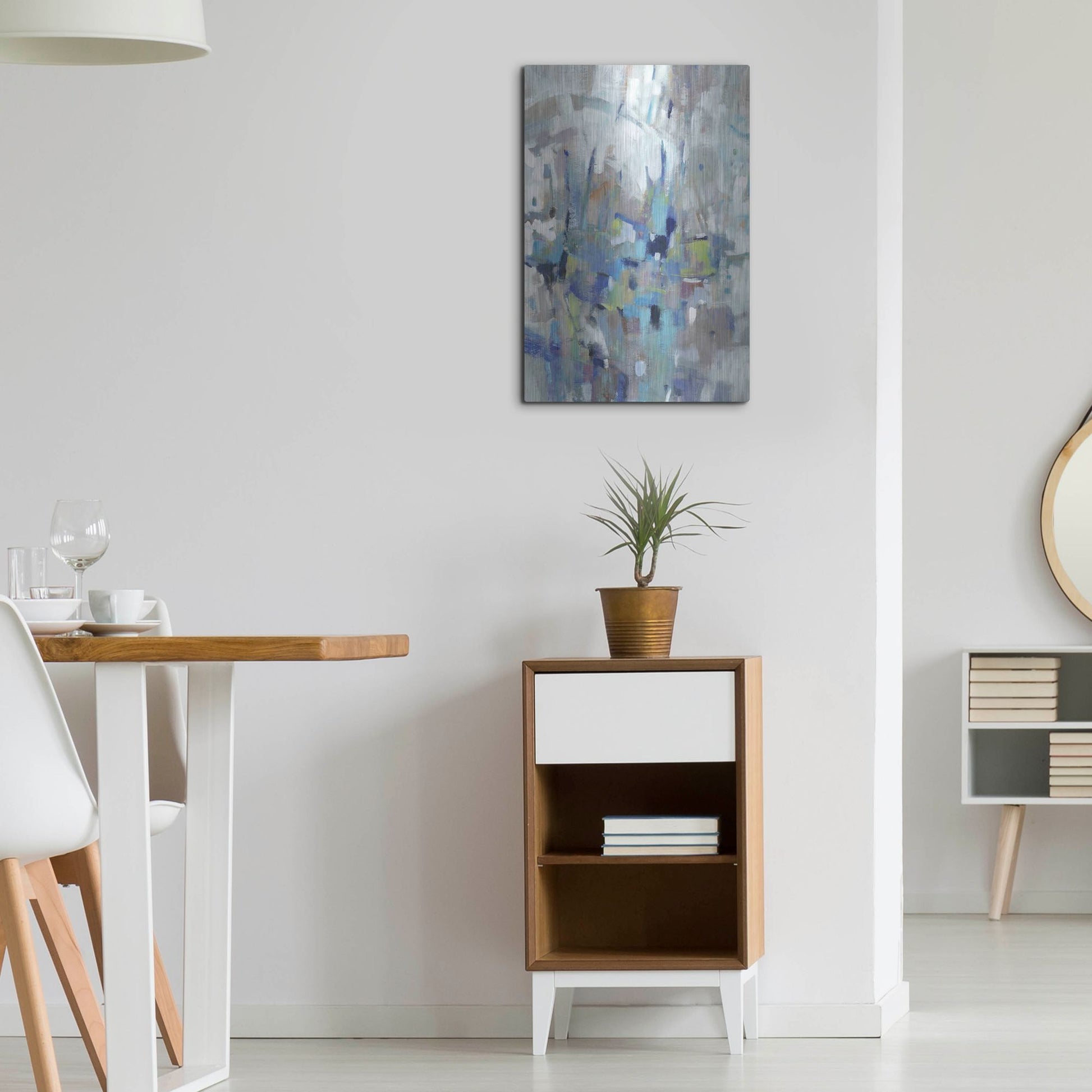 Luxe Metal Art 'Edgy Blues I' by Tim O'Toole, Metal Wall Art,16x24