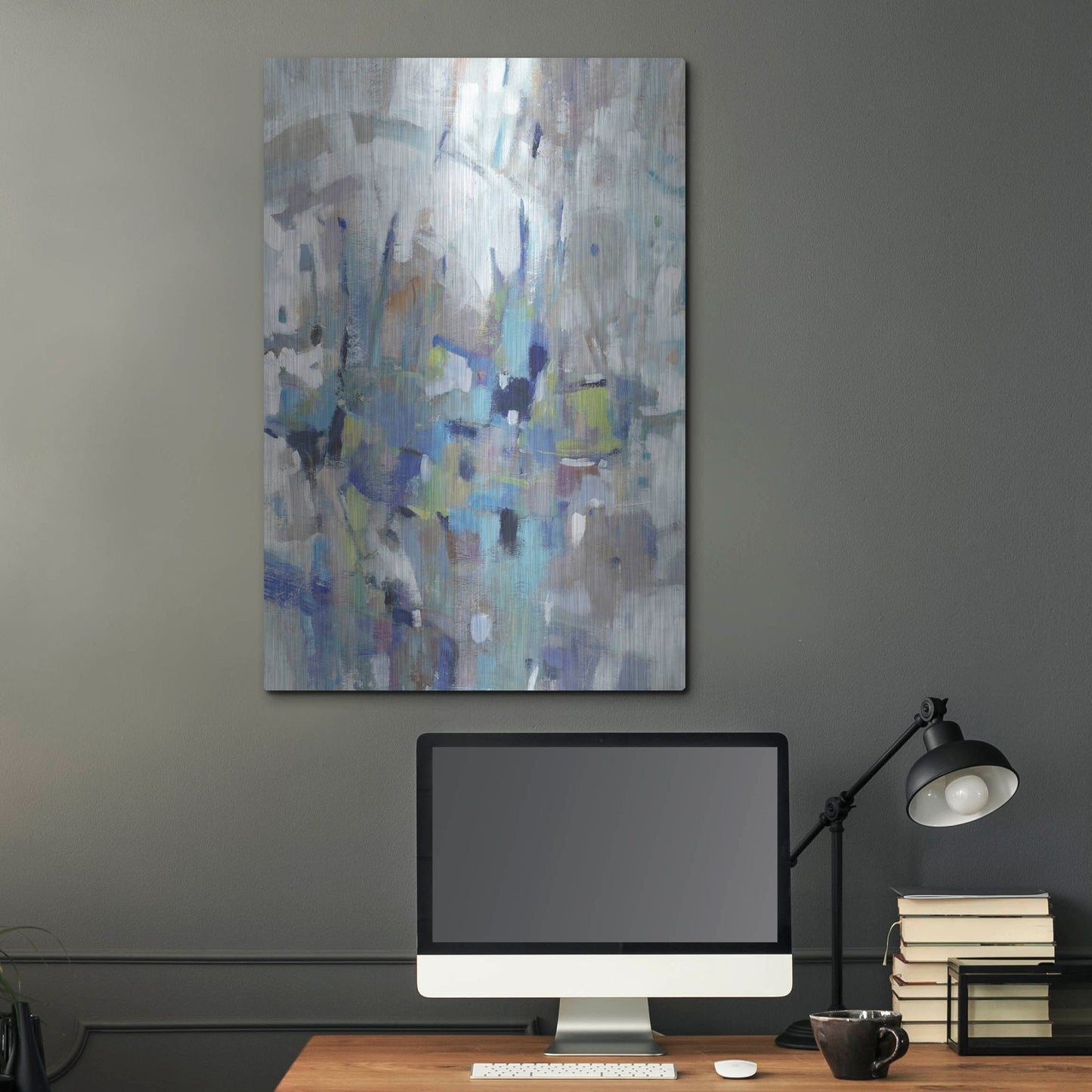 Luxe Metal Art 'Edgy Blues I' by Tim O'Toole, Metal Wall Art,24x36