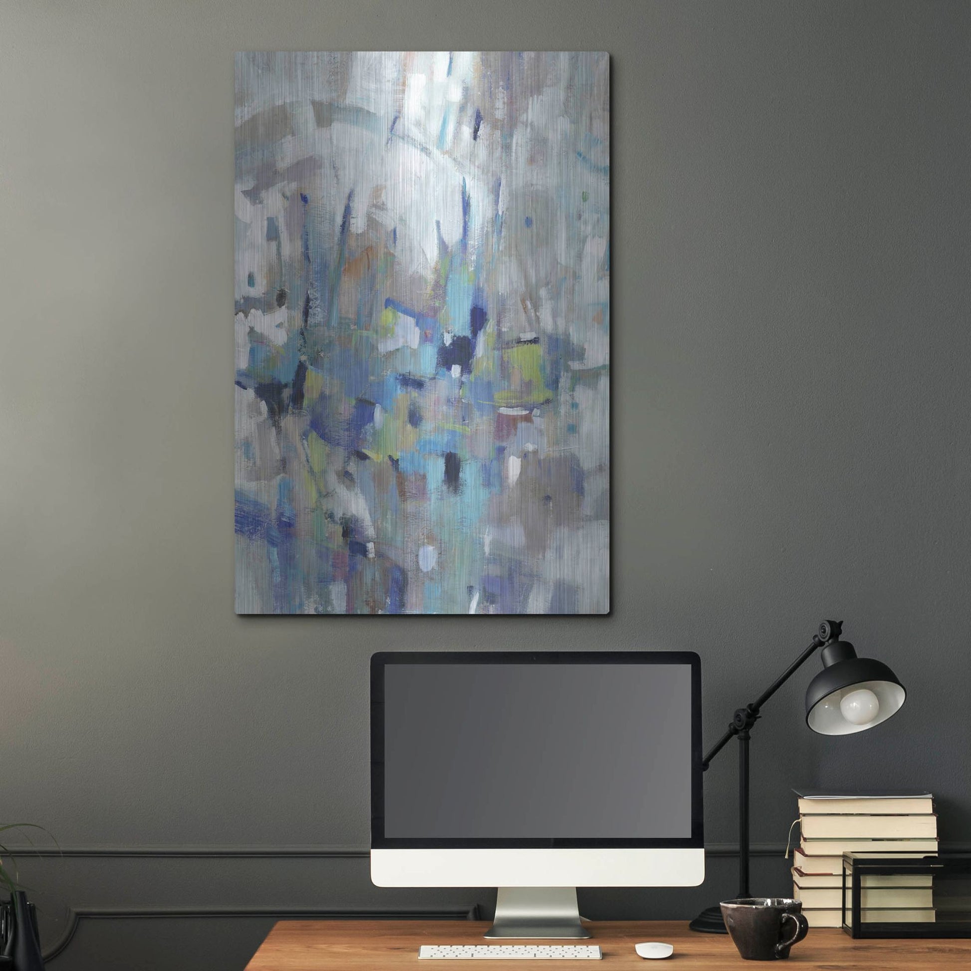 Luxe Metal Art 'Edgy Blues I' by Tim O'Toole, Metal Wall Art,24x36