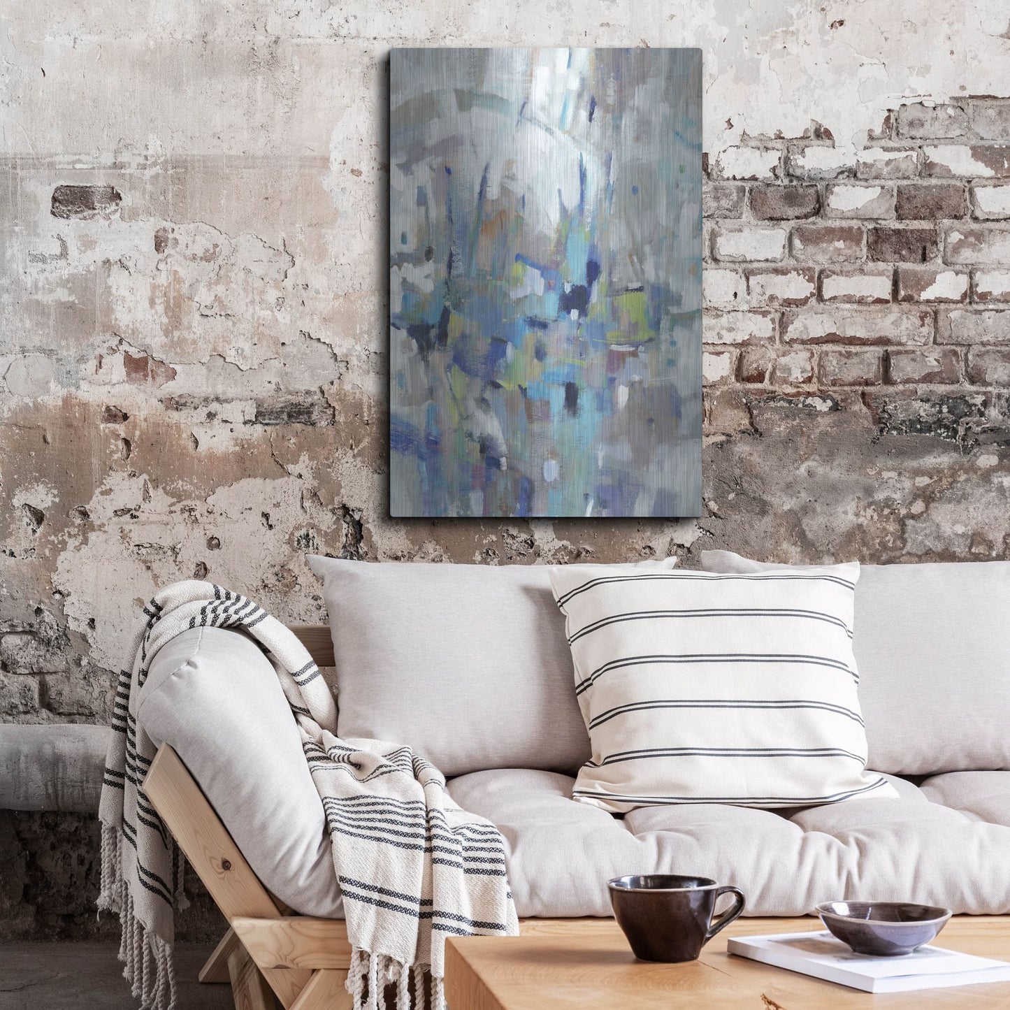 Luxe Metal Art 'Edgy Blues I' by Tim O'Toole, Metal Wall Art,24x36