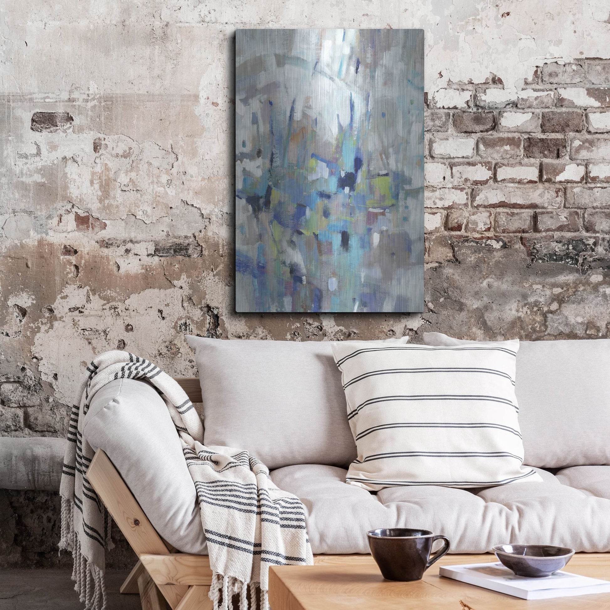 Luxe Metal Art 'Edgy Blues I' by Tim O'Toole, Metal Wall Art,24x36