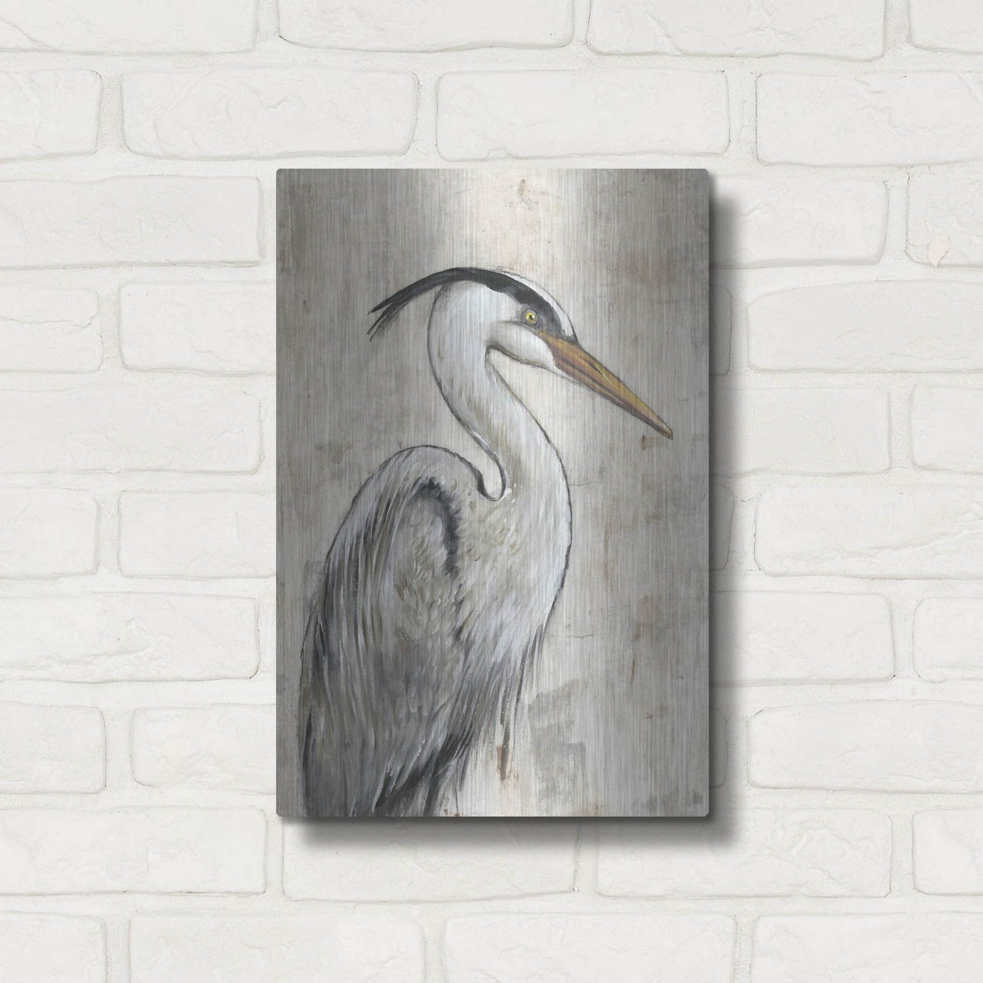 Luxe Metal Art 'Grey Heron I' by Tim O'Toole, Metal Wall Art,12x16