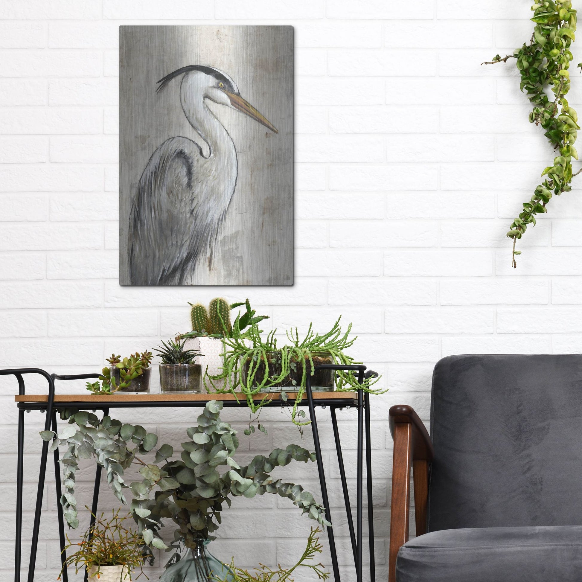 Luxe Metal Art 'Grey Heron I' by Tim O'Toole, Metal Wall Art,12x16