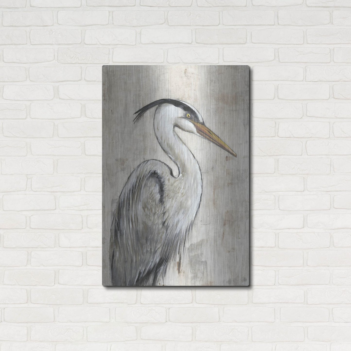 Luxe Metal Art 'Grey Heron I' by Tim O'Toole, Metal Wall Art,24x36