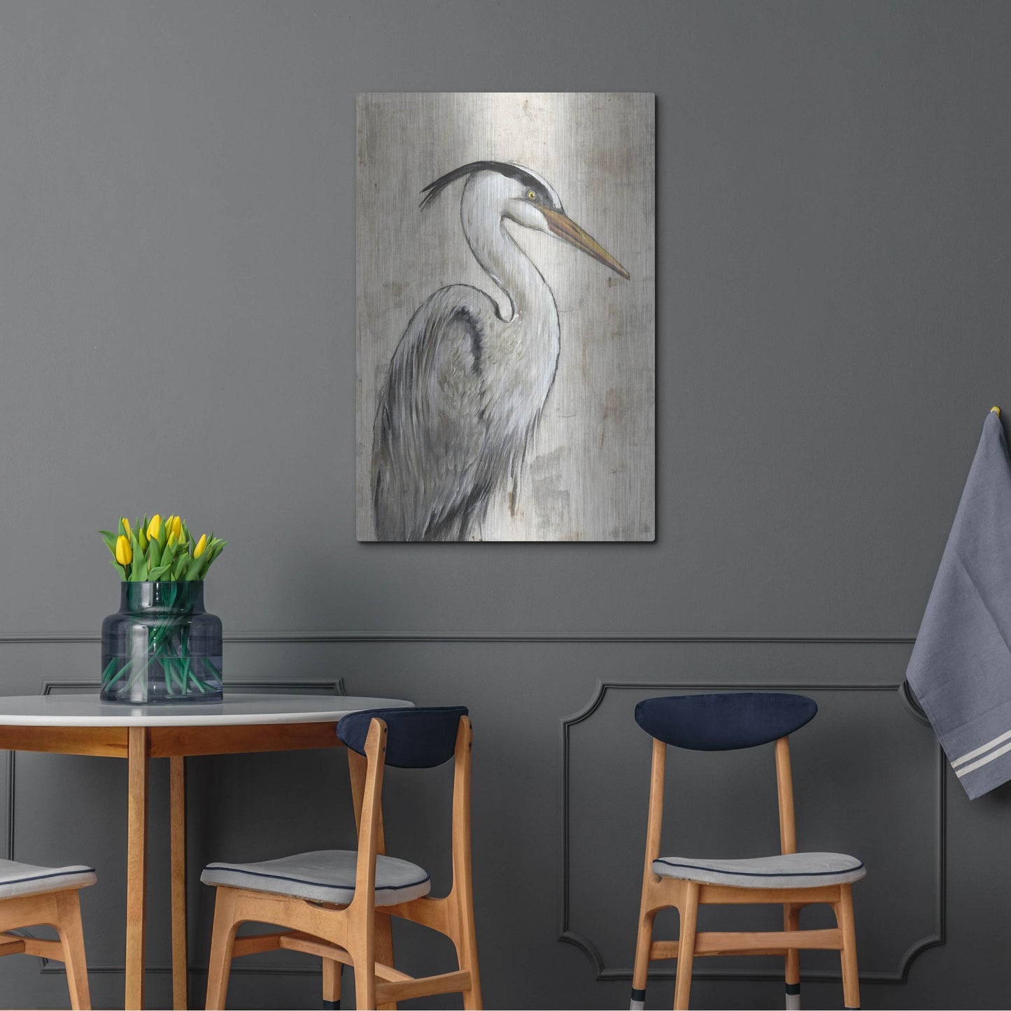 Luxe Metal Art 'Grey Heron I' by Tim O'Toole, Metal Wall Art,24x36