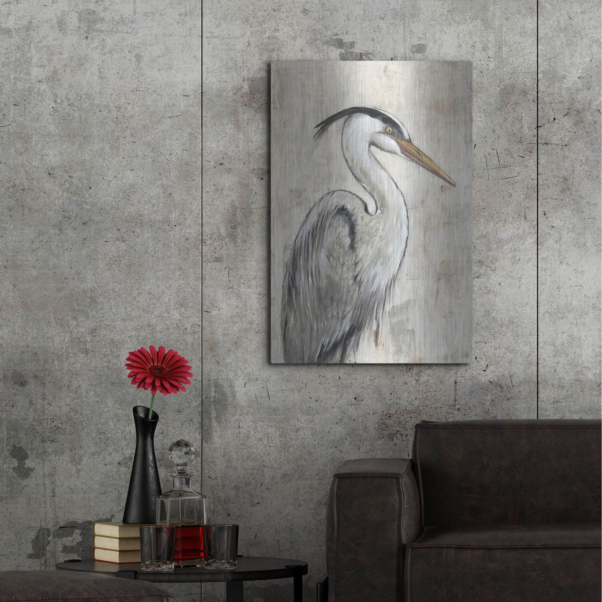 Luxe Metal Art 'Grey Heron I' by Tim O'Toole, Metal Wall Art,24x36