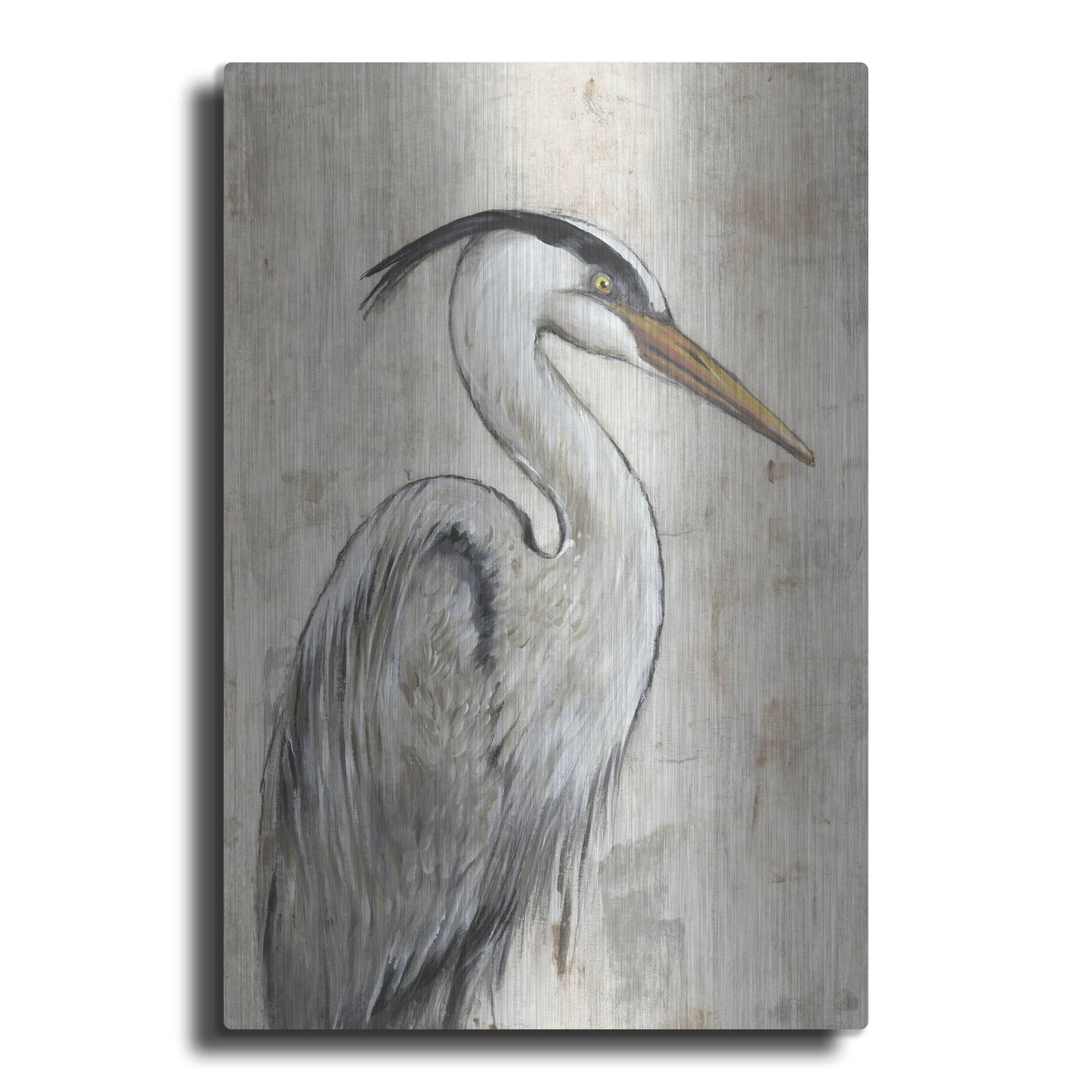 Luxe Metal Art 'Grey Heron I' by Tim O'Toole, Metal Wall Art